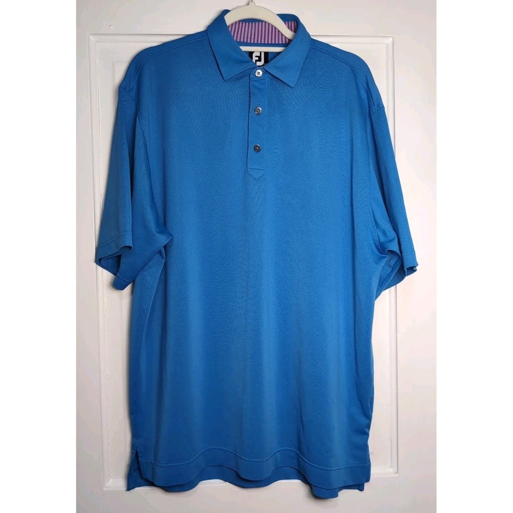 Footjoy Polo Shirt Blue Short Sleeve Golf Athletic Wear Summer Men's L(1080)